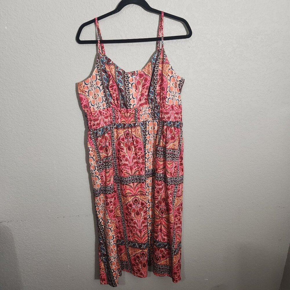 Old Navy Womens Maxi Dress XL Multicolor Floral Patchwork Spaghetti Straps Light
